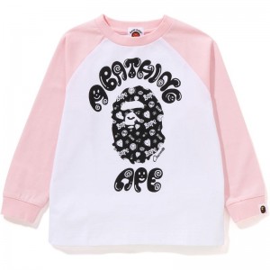 Kids' Bape X Chocomoo College L/S Tee T Shirts Pink USA | XR1715575