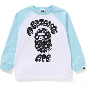Kids' Bape X Chocomoo College L/S Tee T Shirts Sax USA | TA7060500