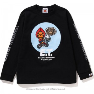 Kids' Bape X E.T. Baby Milo L/S Tee T Shirts Black USA | GN7277327