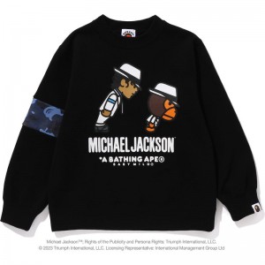 Kids' Bape X Michael Jackson Baby Milo Crewneck Sweatshirts Black USA | MJ4590250