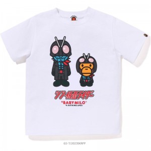 Kids' Bape X Shin Kamen Rider No.1 Baby Milo Tee T Shirts White USA | YJ1880080