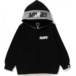 Kids' Bape Zip Hoodie Hoodie Black USA | PV2221521