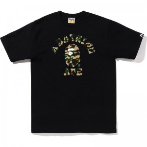 Men Bape 1st Camo College Tee T Shirts Black Yellow USA | KX8474844