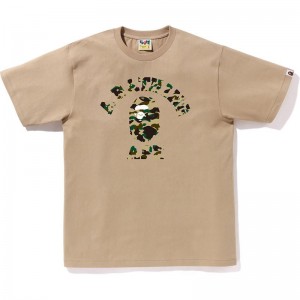 Men Bape 1st Camo College Tee T Shirts Beige Yellow USA | JK4114114