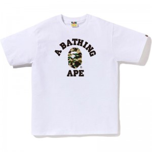 Men Bape 1st Camo College Tee T Shirts White Yellow USA | UQ8806286