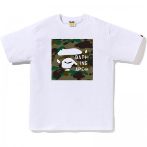 Men Bape 1st Camo Face Tag Logo Tee T Shirts White USA | FM6725375