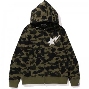Men Bape 1st Camo Full Zip Hoodie Hoodie Green USA | VE1068508