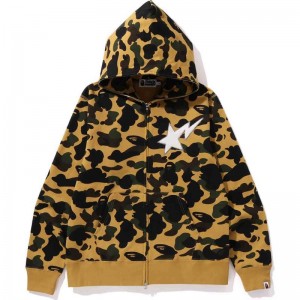 Men Bape 1st Camo Full Zip Hoodie Hoodie Yellow USA | JM2145515