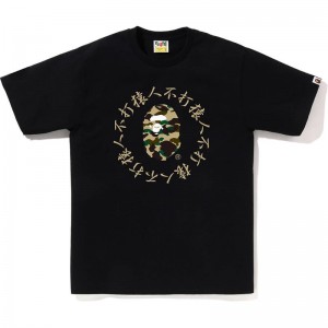 Men Bape 1st Camo Kanji Logo Tee T Shirts Black USA | JH7114014