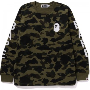 Men Bape 1st Camo L/S Tee T Shirts Green USA | HI1535555
