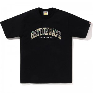 Men Bape 1st Camo Logo Tee T Shirts Black Yellow USA | DD5146916