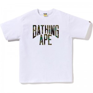 Men Bape 1st Camo Nyc Logo Tee T Shirts White Green USA | MW9079309