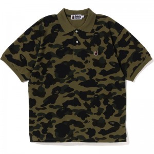 Men Bape 1st Camo One Point Relaxed Fit Polo T Shirts Green USA | HE5770270