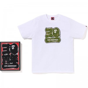 Men Bape 30th Anniv. Tee #2 T Shirts White Green USA | AZ1978798