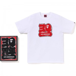 Men Bape 30th Anniv. Tee #2 T Shirts White Red USA | MA5759079