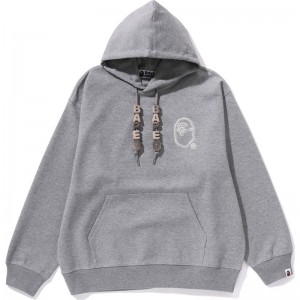 Men Bape 3d Letter Pullover Hoodie Hoodie Grey USA | KW8044604