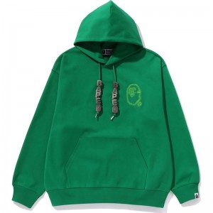 Men Bape 3d Letter Pullover Hoodie Hoodie Green USA | EV6686866