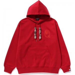 Men Bape 3d Letter Pullover Hoodie Hoodie Red USA | YG0094504