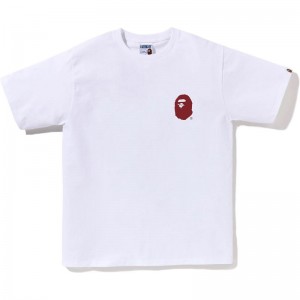 Men Bape A Bathing Ape Lettered Tee T Shirts White USA | IP0395935