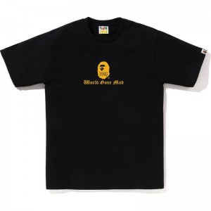 Men Bape A Bathing Ape Logo Tee T Shirts Black USA | SM3678968