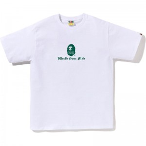 Men Bape A Bathing Ape Logo Tee T Shirts White USA | ZI6864584
