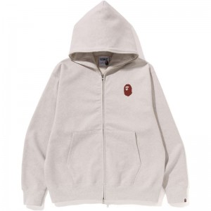 Men Bape A Bathing Ape Relaxed Fit Full Zip Hoodie Hoodie White USA | LE2419949