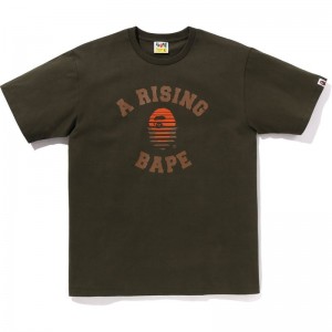 Men Bape A Rising Tee T Shirts Olivedrab USA | US7365035