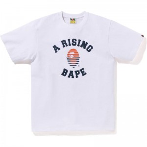 Men Bape A Rising Tee T Shirts White USA | CW3616266