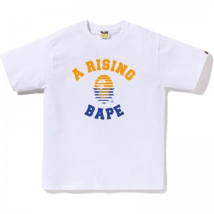 Men Bape A Rising Tee T Shirts White USA | JD1169819