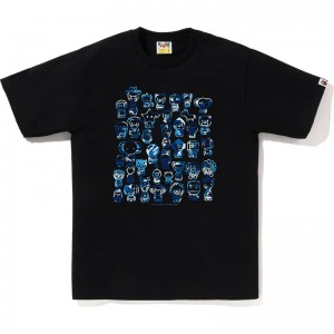 Men Bape Abc Camo A To Z Tee T Shirts Black Blue USA | QZ3936196