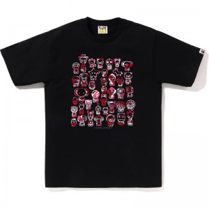 Men Bape Abc Camo A To Z Tee T Shirts Black Pink USA | SI6046706