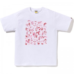 Men Bape Abc Camo A To Z Tee T Shirts White Pink USA | ET2323333