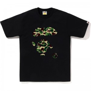Men Bape Abc Camo Ape Face Tee T Shirts Black Green USA | ZF2660360