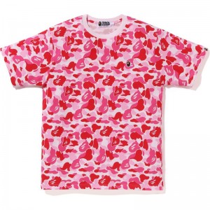 Men Bape Abc Camo Ape Head One Point Tee Cut And Sewn Pink USA | GO2412042