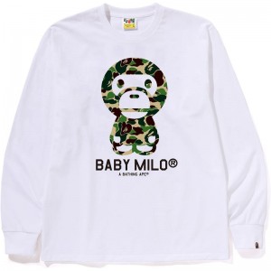 Men Bape Abc Camo Baby Milo L/S Tee T Shirts White Green USA | EU1863683