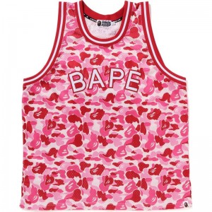 Men Bape Abc Camo Basketball Tank Top T Shirts Pink USA | HB7875585