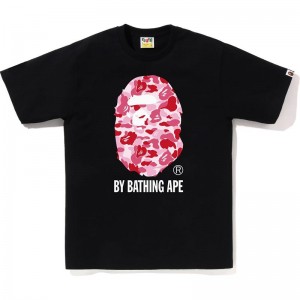 Men Bape Abc Camo By Bathing Ape Tee T Shirts Black Pink USA | LW4384134