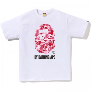 Men Bape Abc Camo By Bathing Ape Tee T Shirts White Pink USA | PQ7749979
