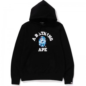 Men Bape Abc Camo College Organic Cotton Pullover Hoodie Hoodie Black Blue USA | EE9859489
