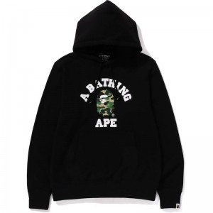 Men Bape Abc Camo College Organic Cotton Pullover Hoodie Hoodie Black Green USA | MJ6617667