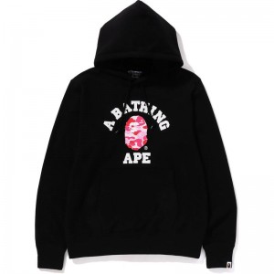 Men Bape Abc Camo College Organic Cotton Pullover Hoodie Hoodie Black Pink USA | SX3945395