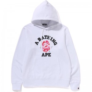 Men Bape Abc Camo College Organic Cotton Pullover Hoodie Hoodie White Pink USA | US6166716