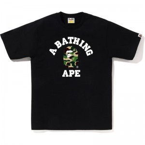 Men Bape Abc Camo College Tee T Shirts Black Green USA | CG6989499