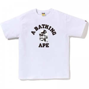 Men Bape Abc Camo College Tee T Shirts White Grey USA | FL5500850