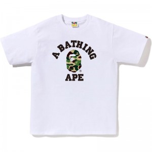 Men Bape Abc Camo College Tee T Shirts White Green USA | ES2252822