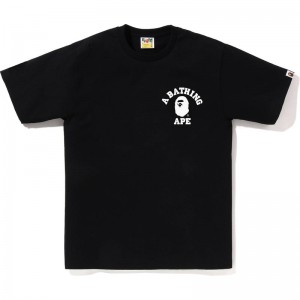 Men Bape Abc Camo Crazy College Ats Tee T Shirts Black USA | UF8566256