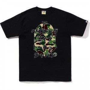 Men Bape Abc Camo Japanese Letters Tee T Shirts Black Green USA | DC7989499