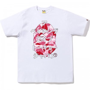 Men Bape Abc Camo Japanese Letters Tee T Shirts White Pink USA | NE8710070