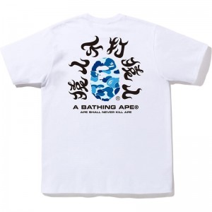 Men Bape Abc Camo Kanji Tee T Shirts White Blue USA | TL5332732