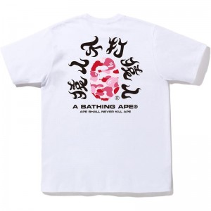 Men Bape Abc Camo Kanji Tee T Shirts White Pink USA | OG4337337
